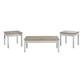 3-piece Pine and White Wood Coffee Table Set U9700