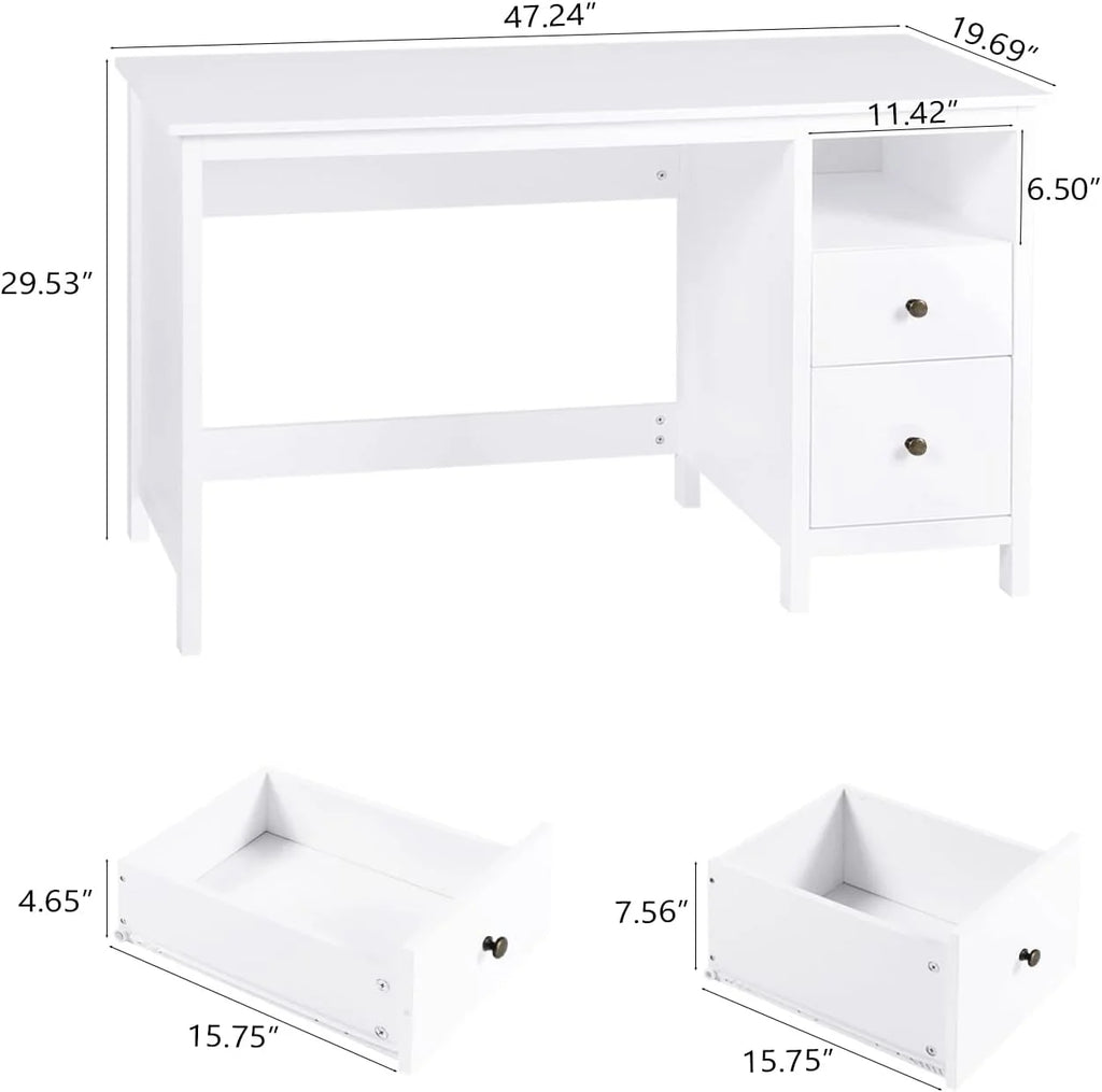 White Writing Desk with Drawers N99070