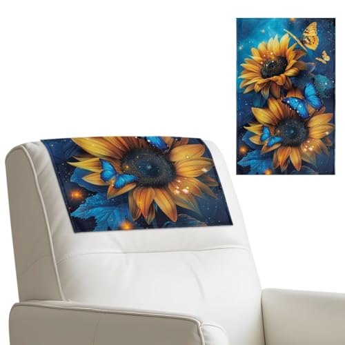 Orange Non Slip Waterproof Faux Leather Recliner Headrest Covers Set of 3 R7297
