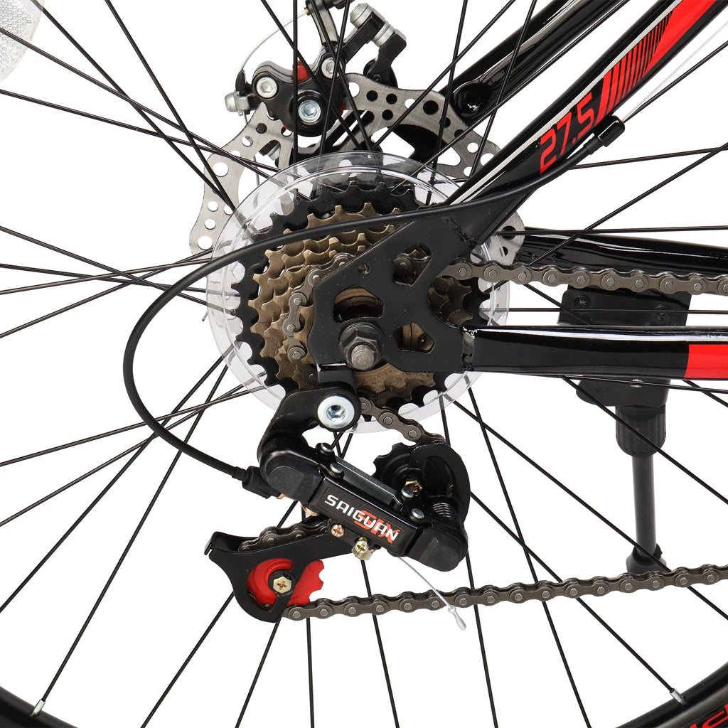 27.5in 21 Speed Mountain Bike with Disc Brakes & Suspension, Black X325156