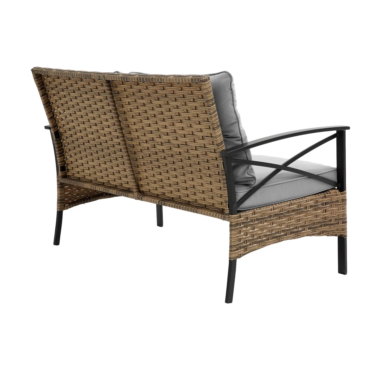 4 Piece Grey Wicker Sofa Set with Cushions G6364