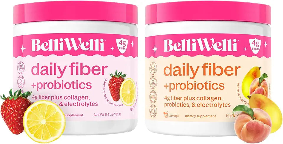 Fiber Supplement with Collagen, Probiotics & Electrolytes - Peach Mango & Strawberry Lemonade F764