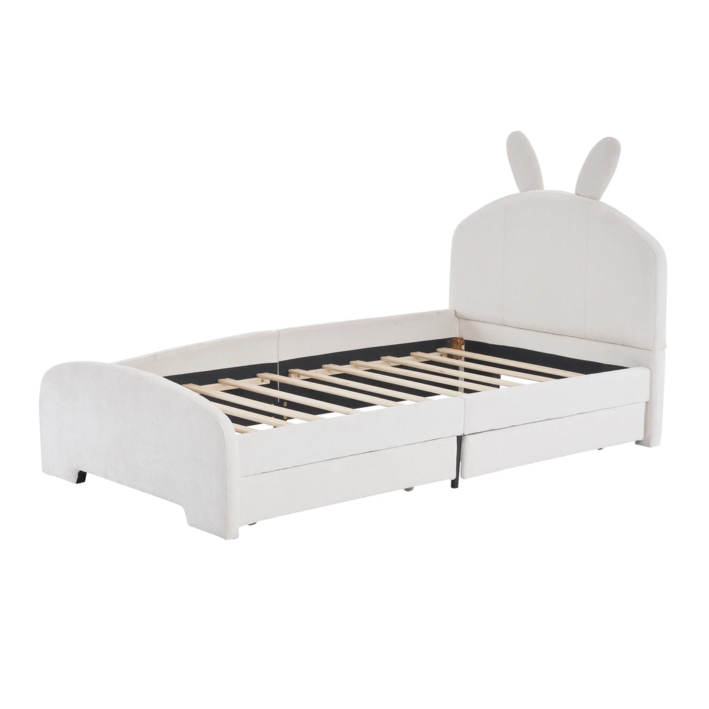 Upholstered Twin Bed with 2 Drawers D94670