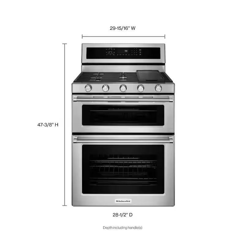 6.0 cu. ft. Double Oven Gas Range with Convection Oven in Stainless Steel V1079
