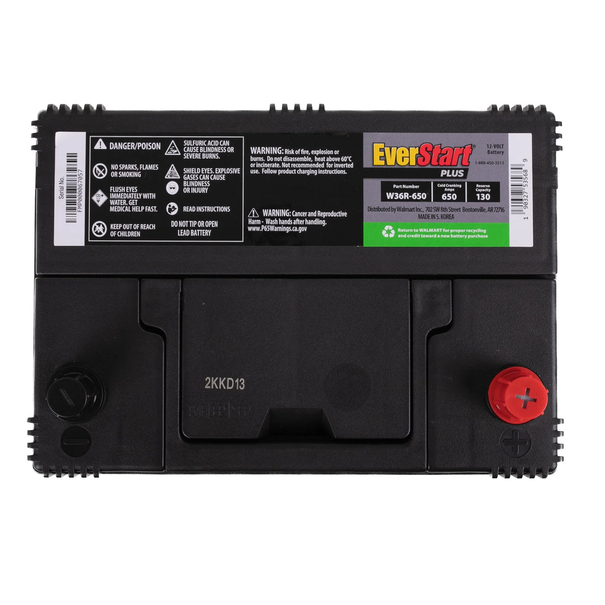 Lead Acid Automotive Battery Group Size 36R-3 12 Volt 650 CCA D453