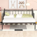 Twin Size Black Metal Daybed with Trundle W788461
