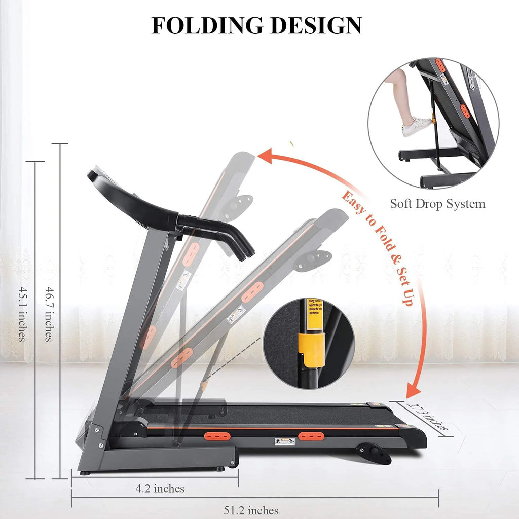 Electric Foldable Treadmill 2.5 HP 3 Levels Incline H216