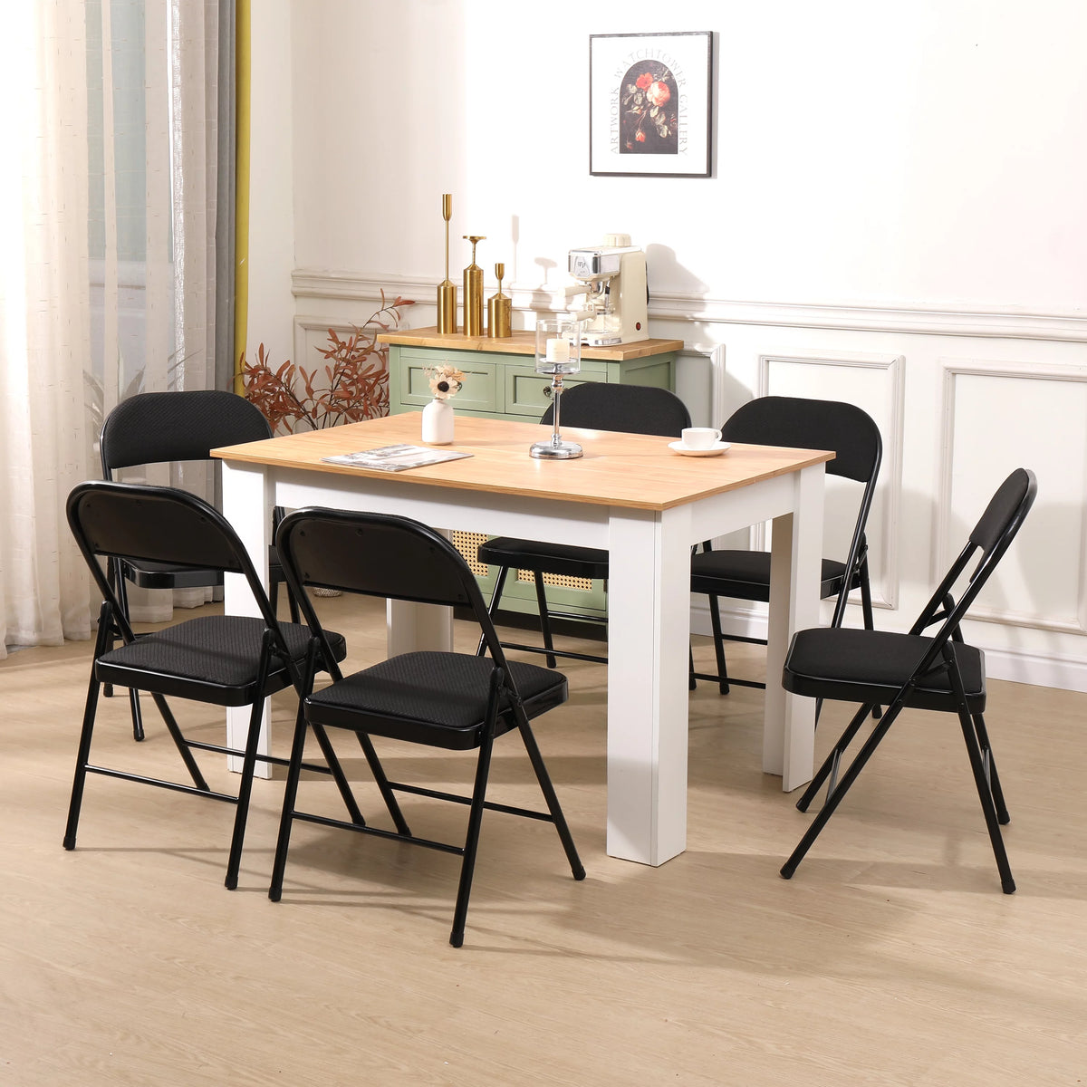 Black Fabric Padded Folding Chair 6 Pack D81033