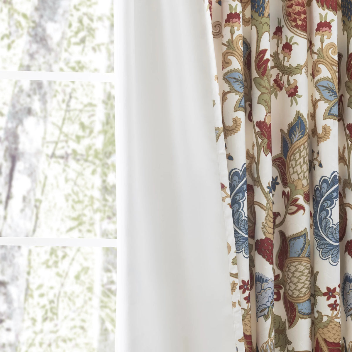 Multicolor Jacquard Pinch Pleat Curtain Panels W631
