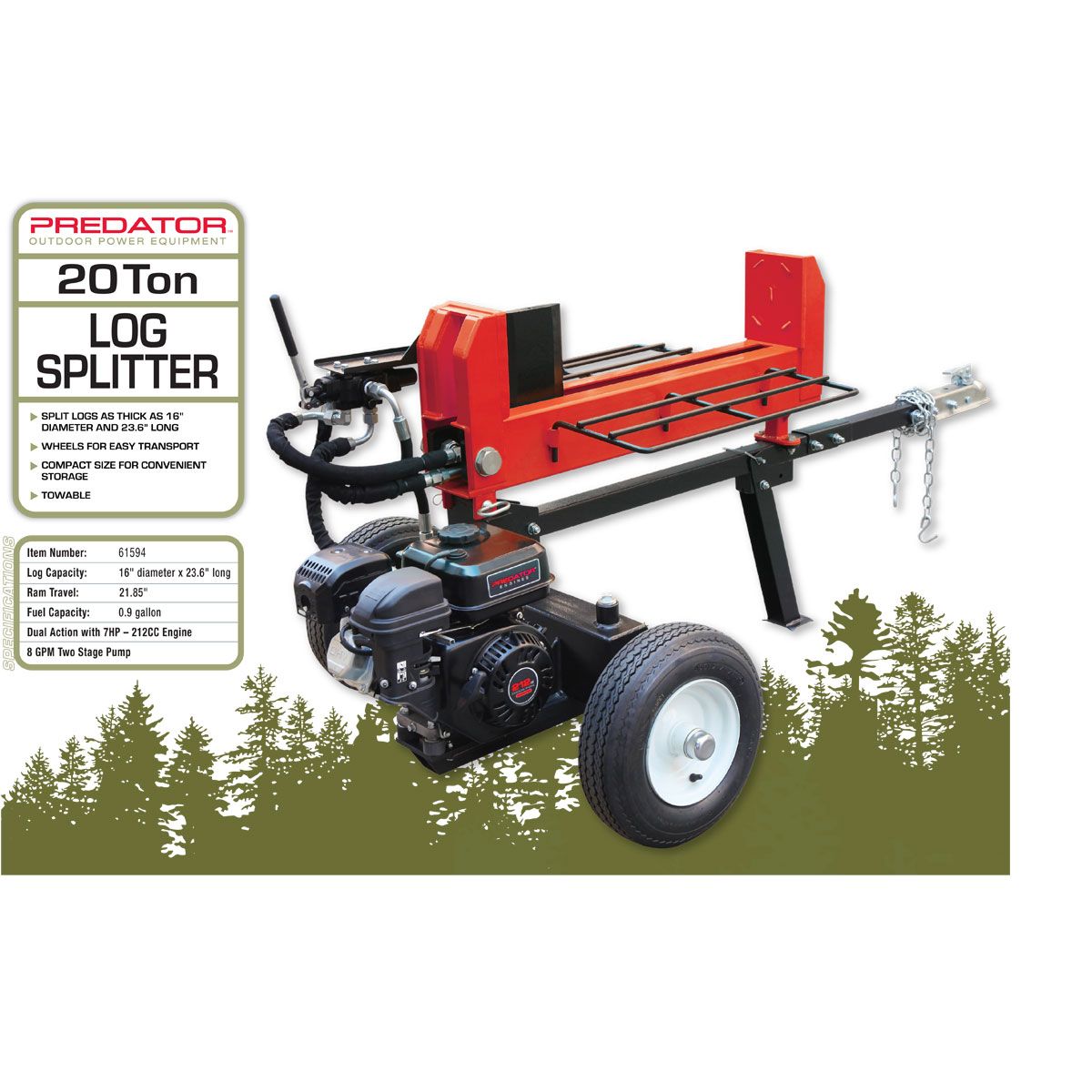 20 ton 212cc Log Splitter E394