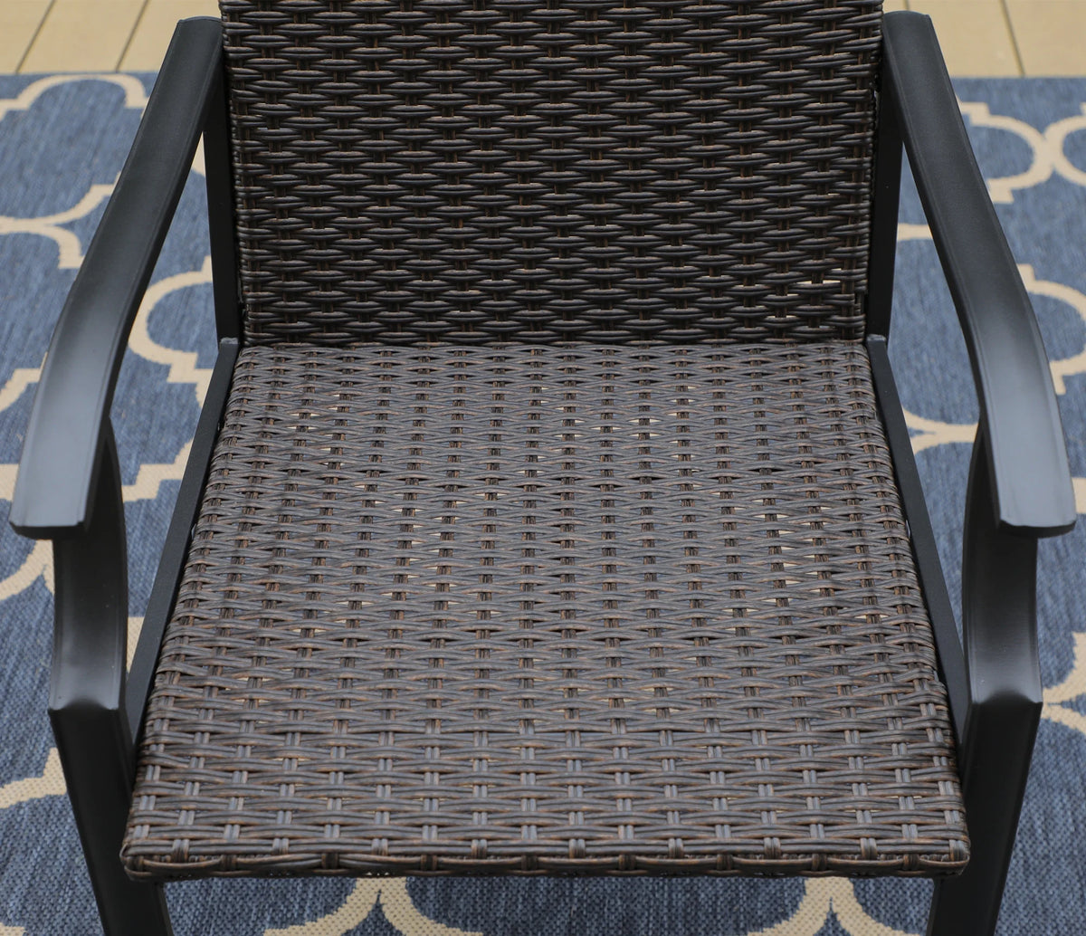 7 Pieces Outdoor Wicker Dining Set with 6 Chairs and Metal Table E886292