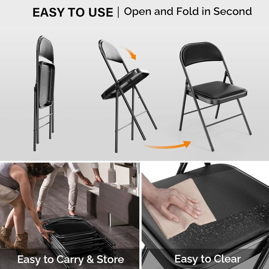 Black Set of 10 Folding Chairs N7427