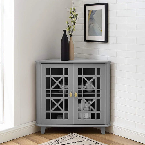 2 Door Corner Accent Table 32 Inch Grey N988