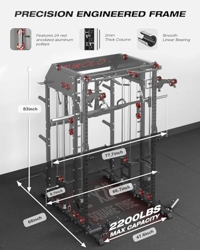 Smith Machine Power Cage with Dual Pulley System and Leg Press Attachment G3986