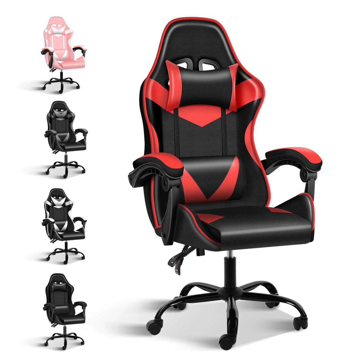 Black Red Ergonomic Adjustable Swivel Gaming Chair U45266