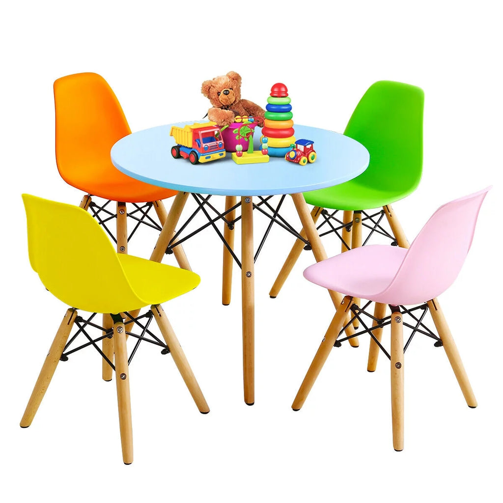 5 PC Kids Round Table Chair Set with 4 Armless Chairs A472