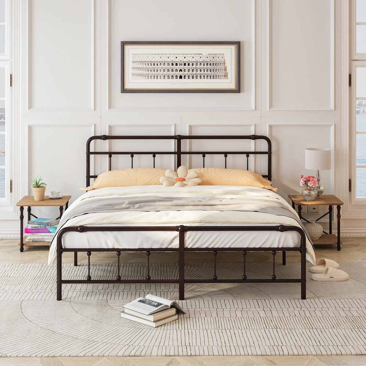 King Size Metal Platform Bed Frame with Headboard/Footboard N16071