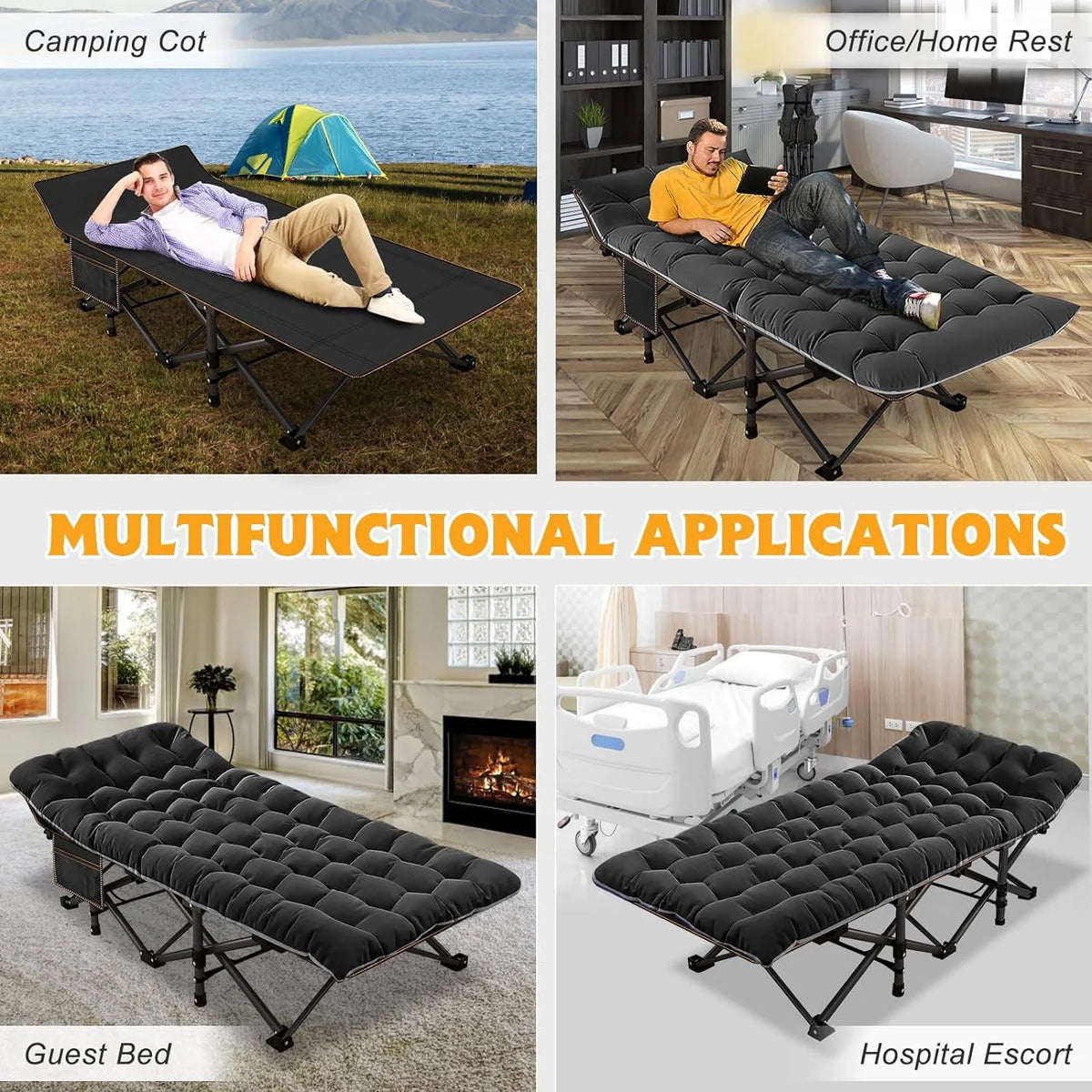 Folding Camping Cot 2 Pack with Carry Bag Z907006