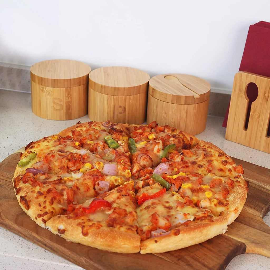 Acacia Wood Pizza Board With Cutter D91396