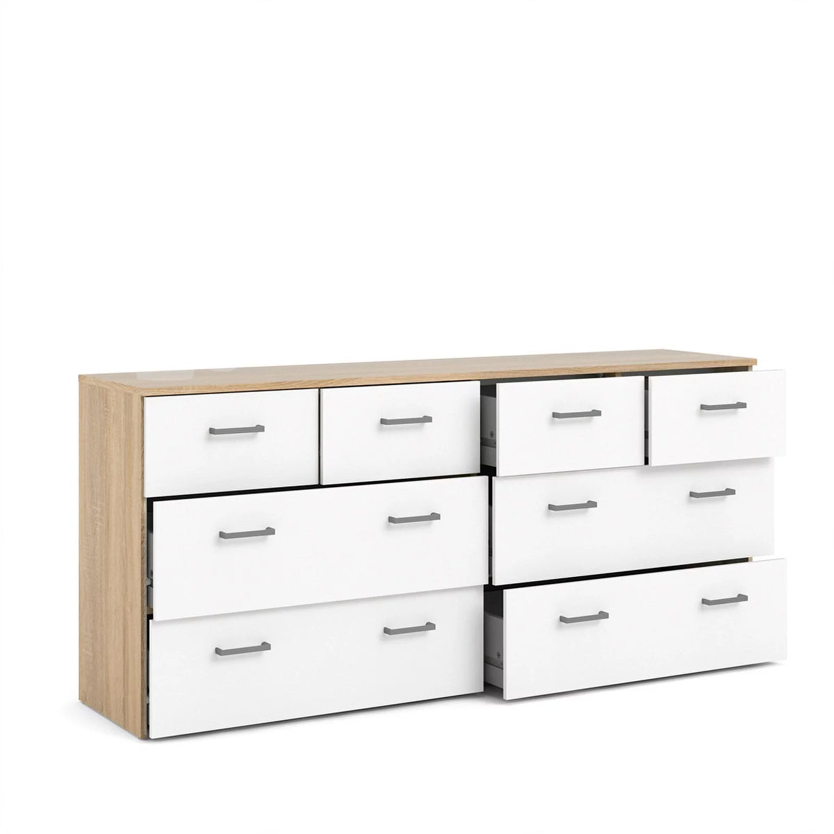 Oak Structure White 8 Drawer Double Dresser Q76413