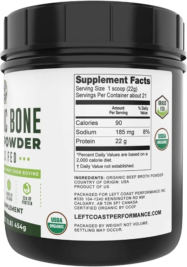 Organic Bone Broth Powder, 21 Servings 16oz C1197