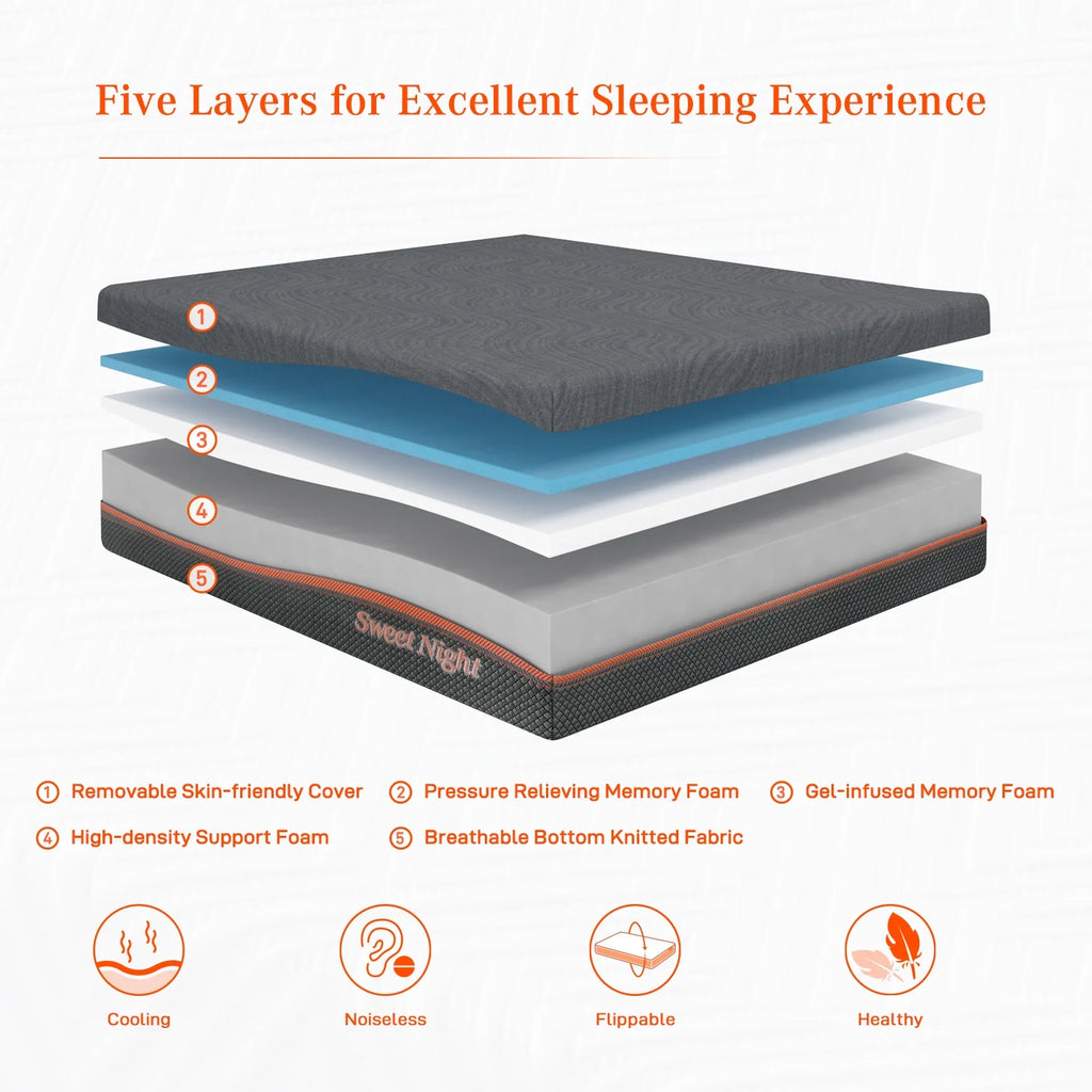 10 Cool Gel Memory Foam Queen Mattress T4282