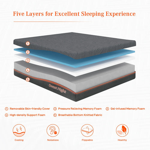 10 Cool Gel Memory Foam Queen Mattress T4282