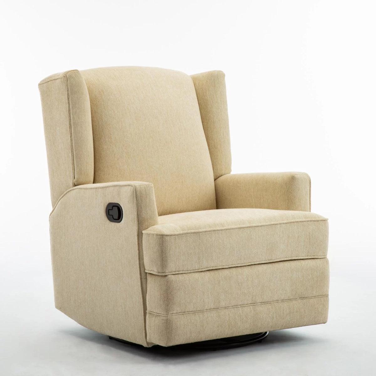 Beige Chenille Wingback Swivel Glider Recliner P54596