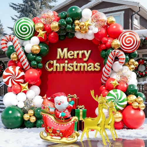 Red White Green Gold Christmas Balloon Arch Kit Z57390