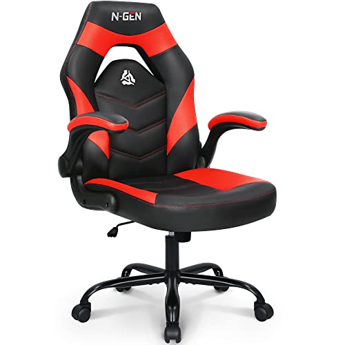 Black Ergonomic PU Leather Gaming Chair with Lumbar Support J378