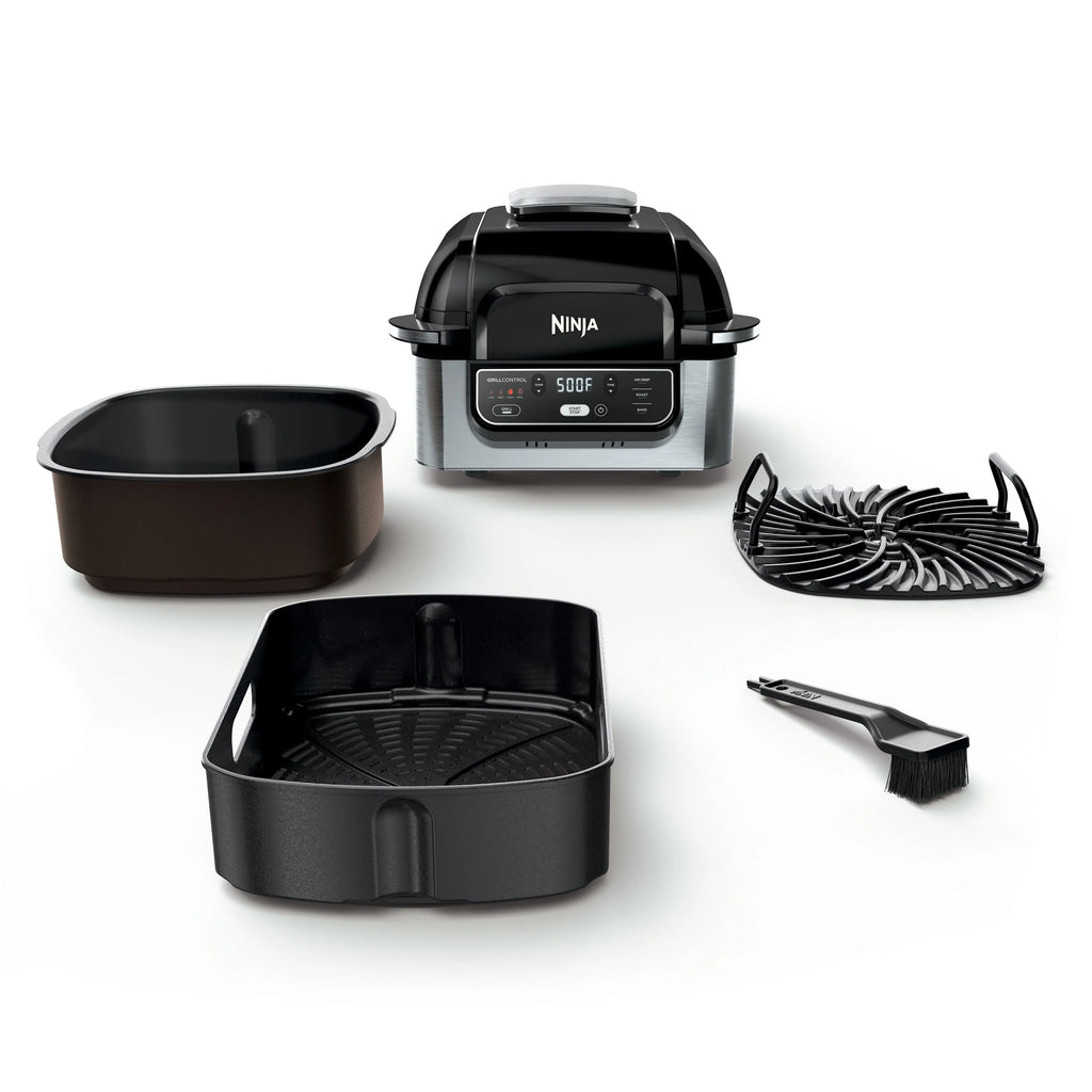 4-in-1 Indoor Grill with 4-qt Air Fryer, Black/Stainless C30240