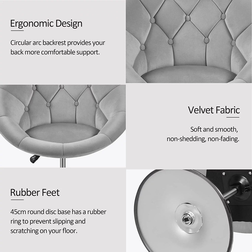 Velvet Tufted Swivel Accent Chair with Chrome Frame E839