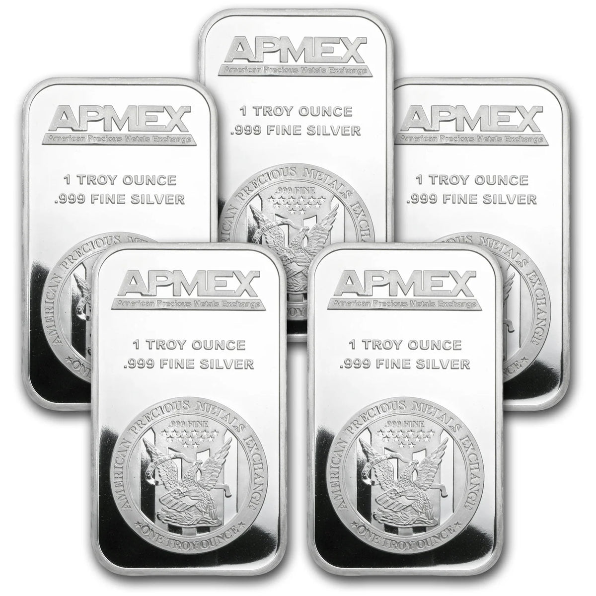 1 oz Silver Bar Lot of 5 C771