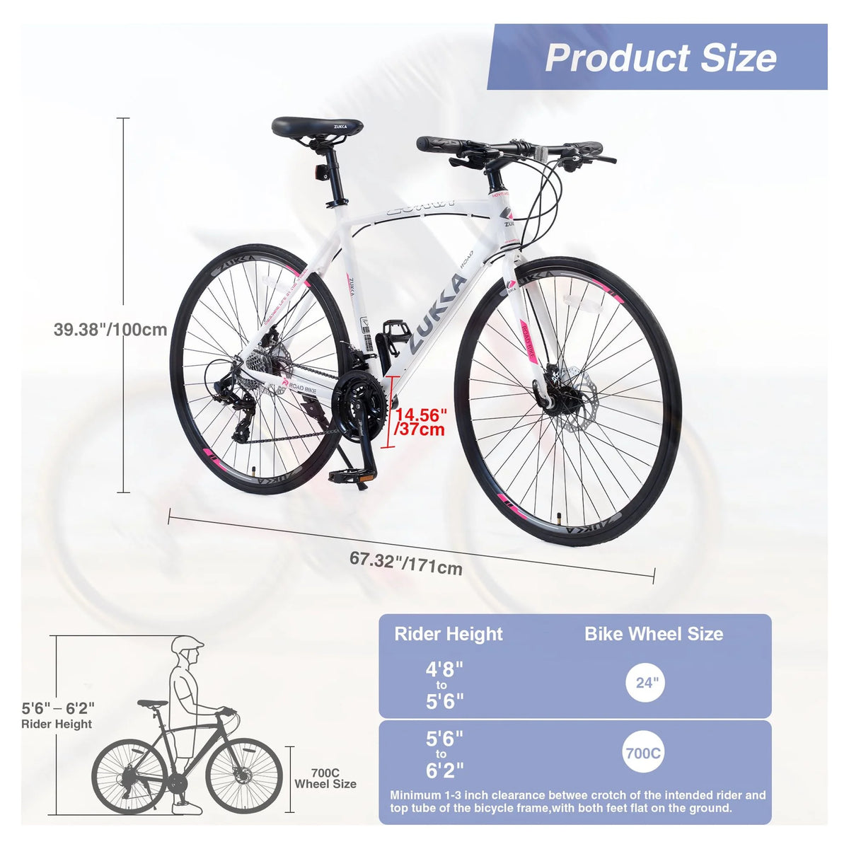 24 Speed 700C Aluminum Flat Bar Road Bike with Disc Brakes V1225