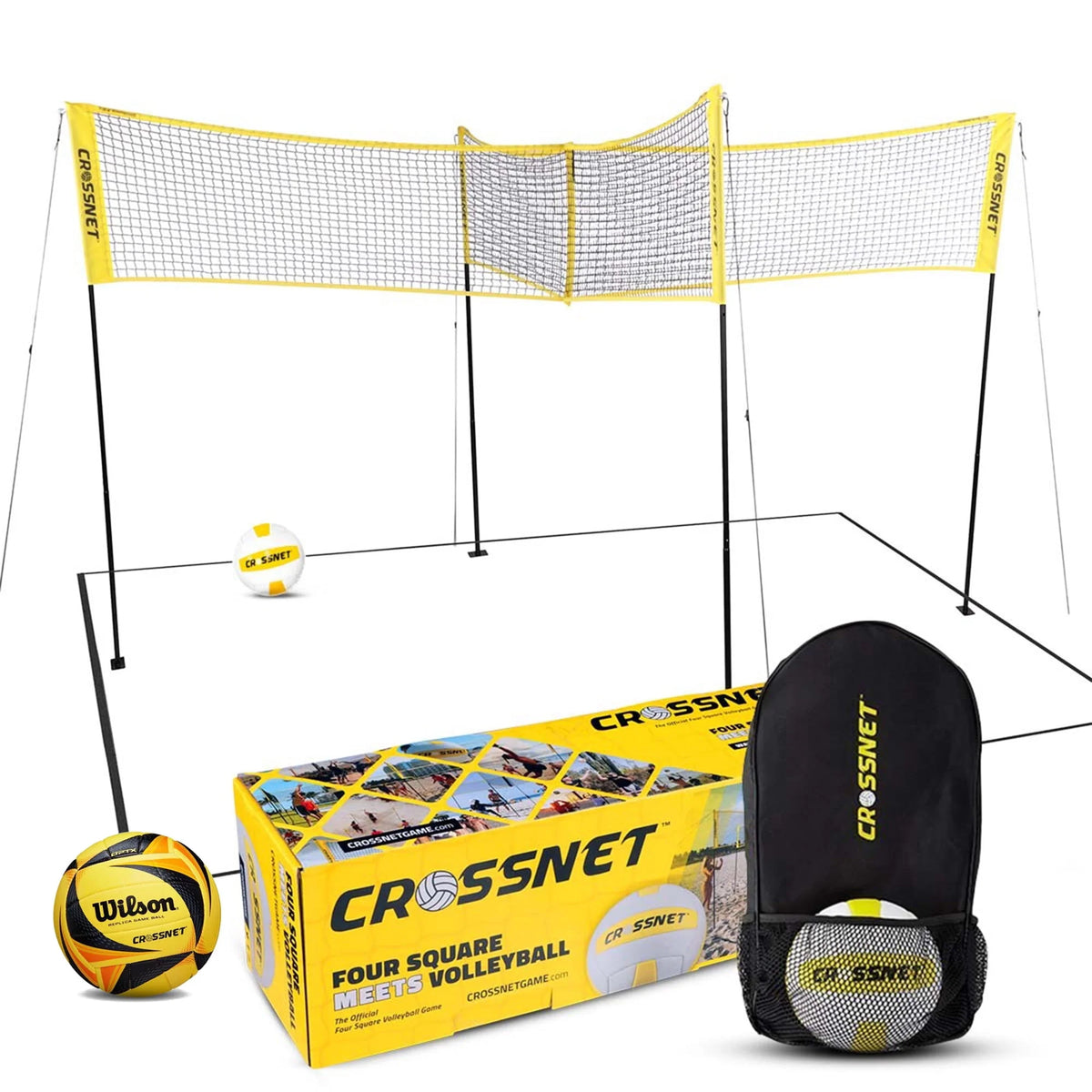 Four Square Volleyball Net and Game Set with Backpack & Ball O5695