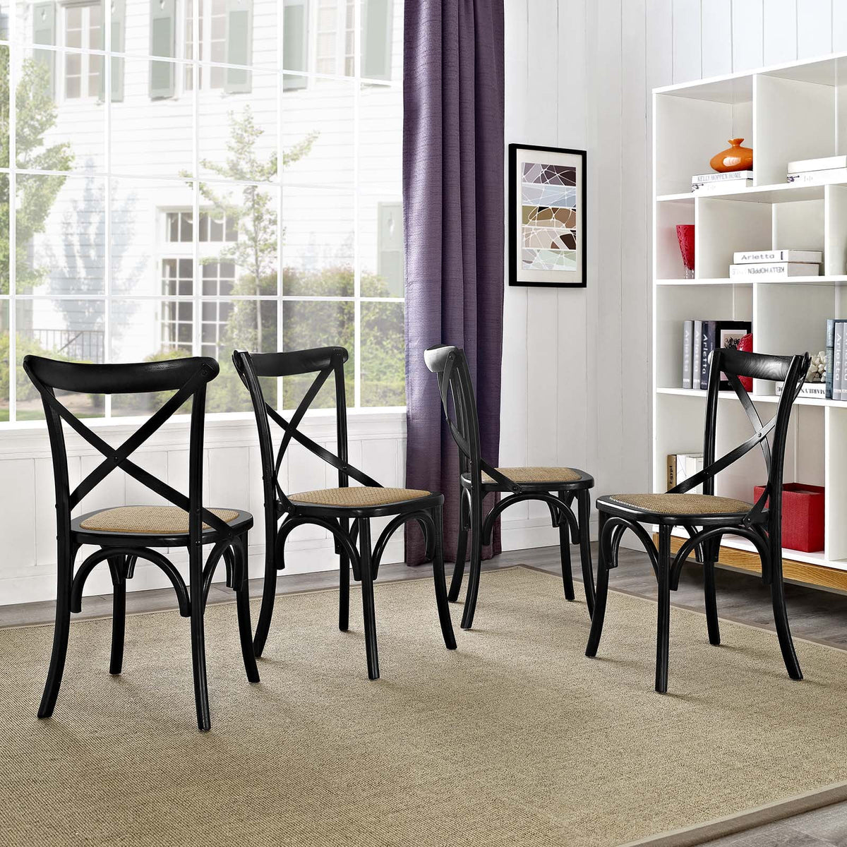 Black Wood Dining Chair Set of Four D201015