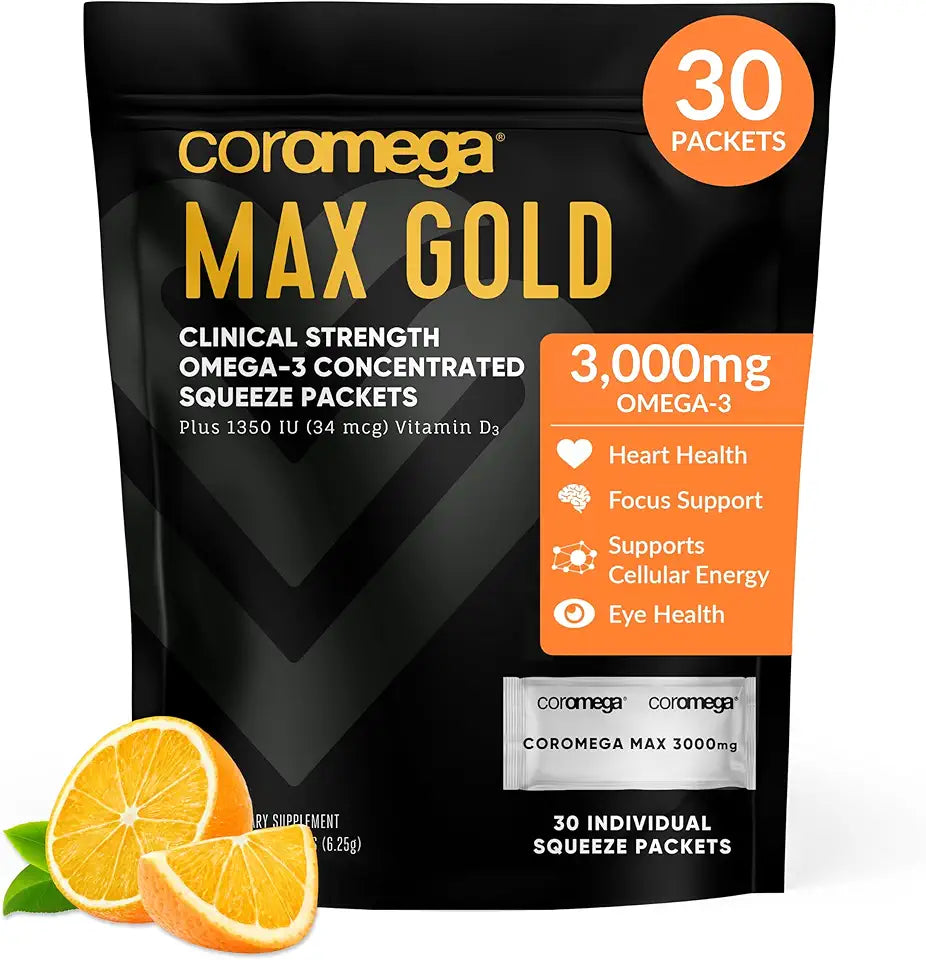 3000mg Omega-3 Fish Oil + Vitamin D Squeeze Packets, Orange Flavor F41762