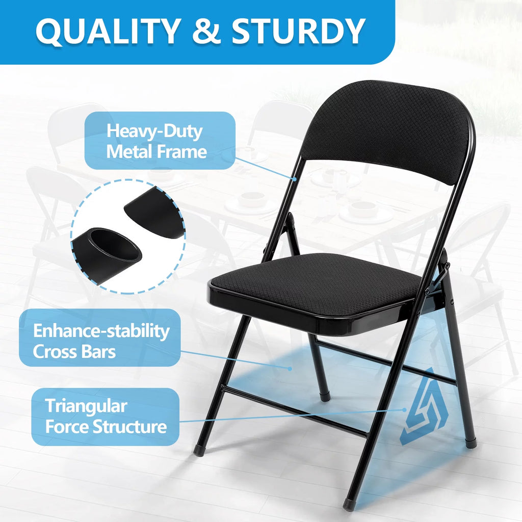 Black Fabric Padded Folding Chair 6 Pack D81033