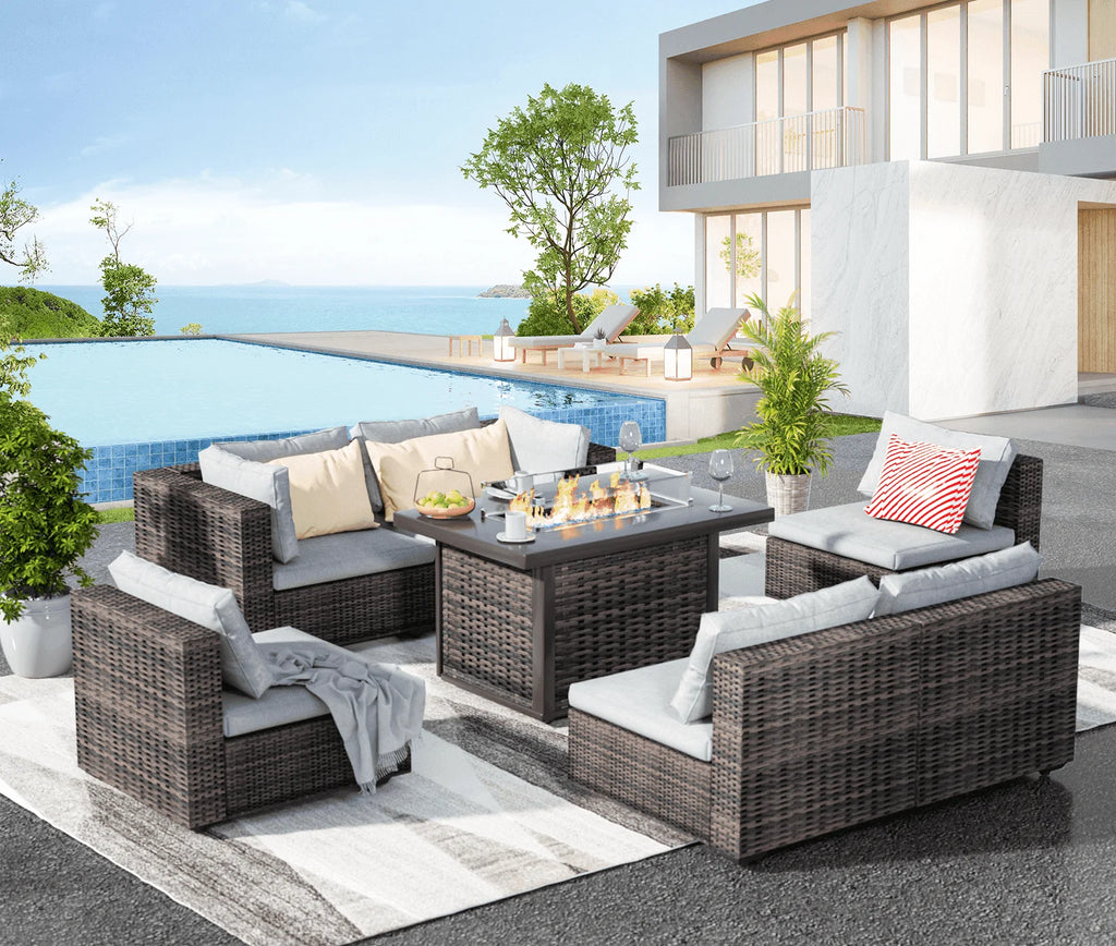 Blue Wicker Sectional Sofa J2683
