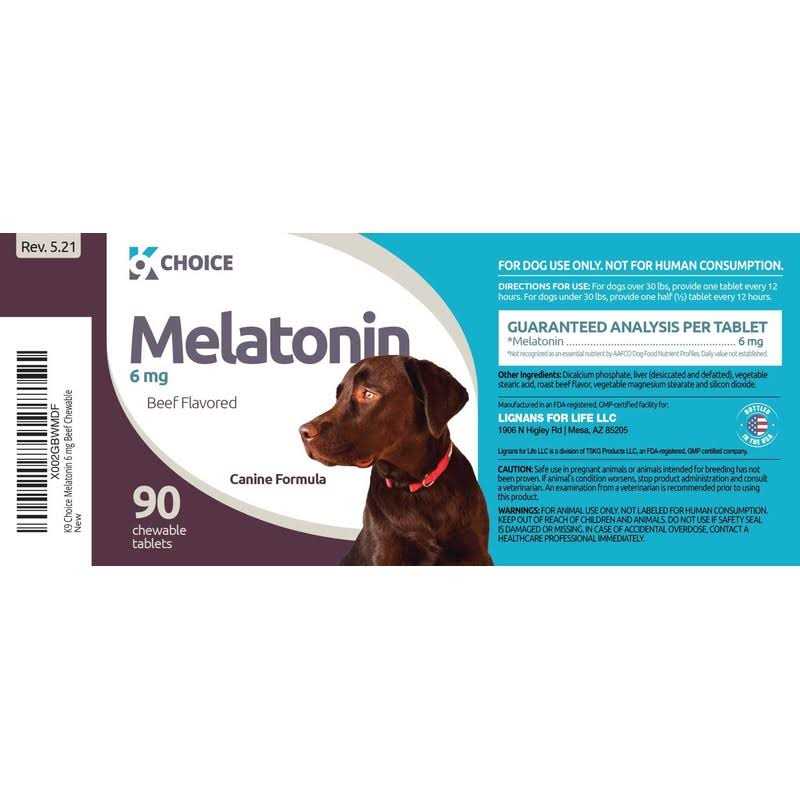 Melatonin for Dogs 6mg 90 Beef Flavored Chewable Tablets I208925