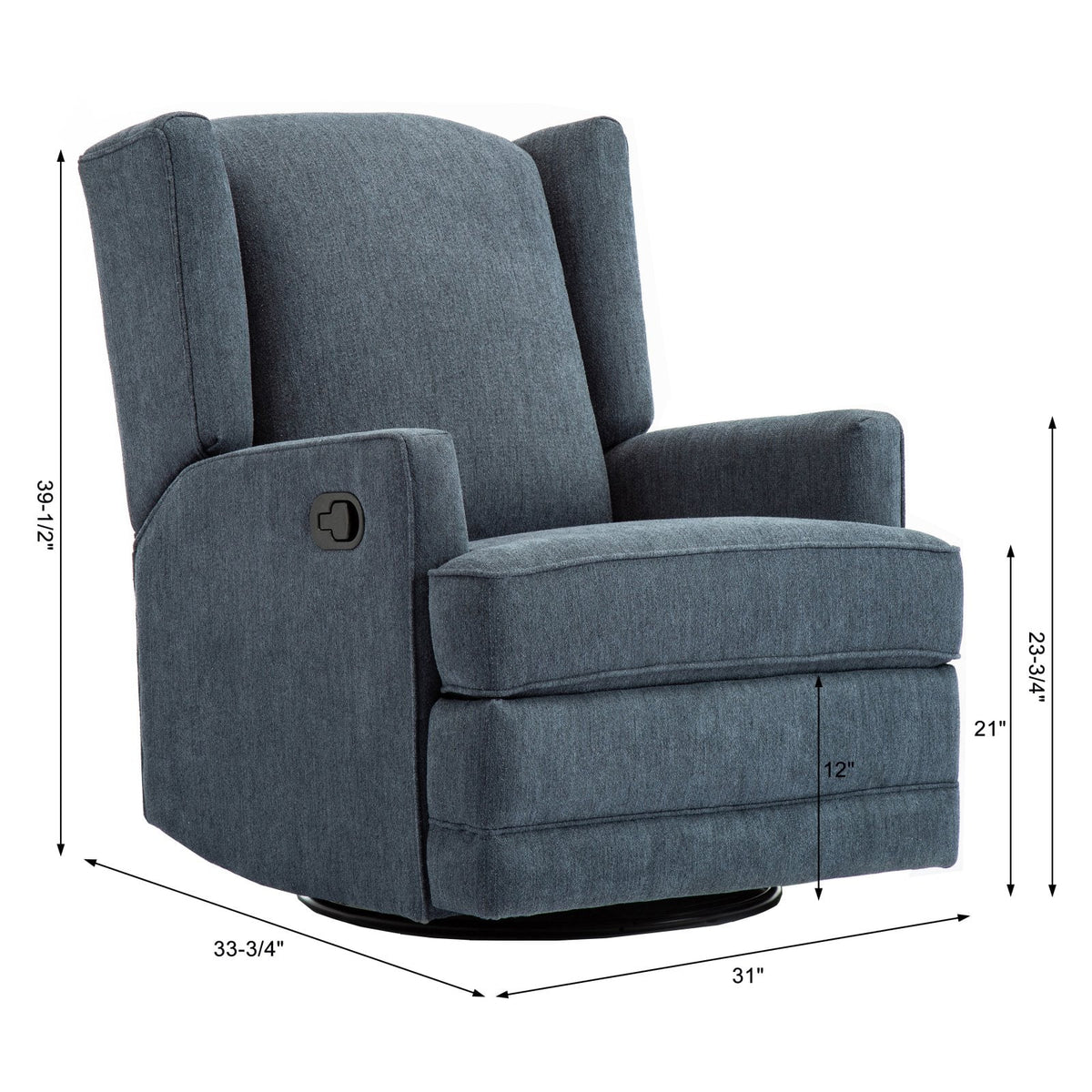 Beige Chenille Wingback Swivel Glider Recliner P54596