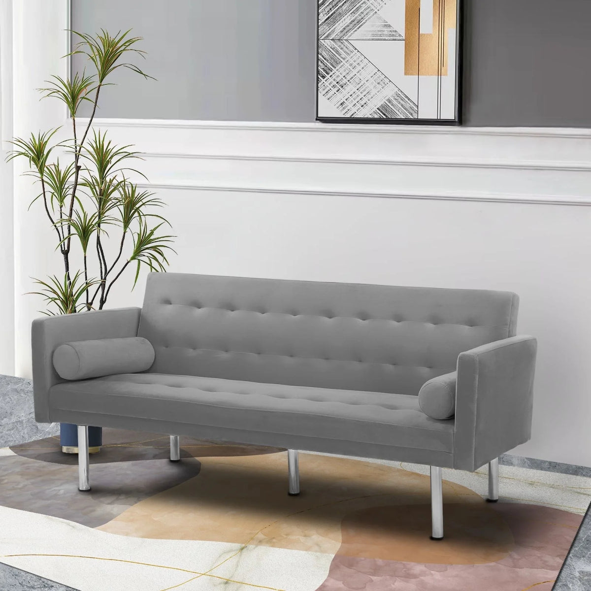 68.5" Velvet Convertible Sleeper Sofa U64910