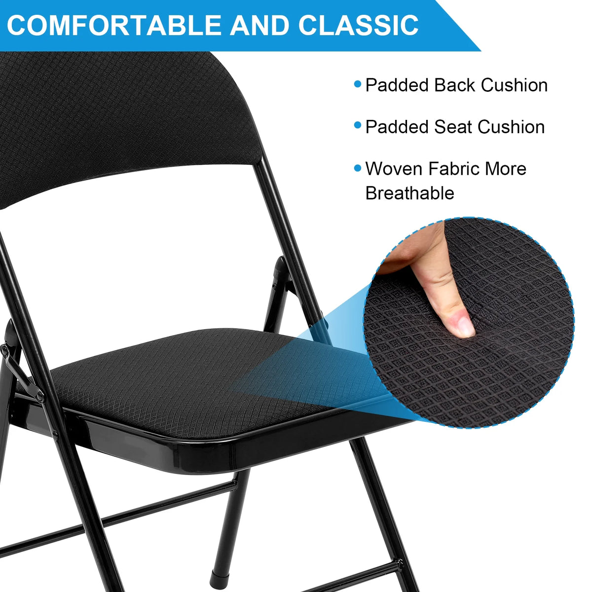 Black Fabric Padded Folding Chair 6 Pack D81033