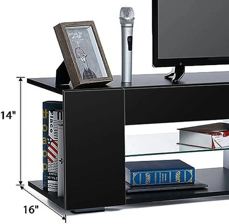 57 Inch LED TV Stand with Glass Shelves Z528301