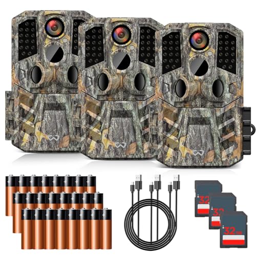 30MP 1920P HD 3 Pack Trail Camera with SD Cards U202177
