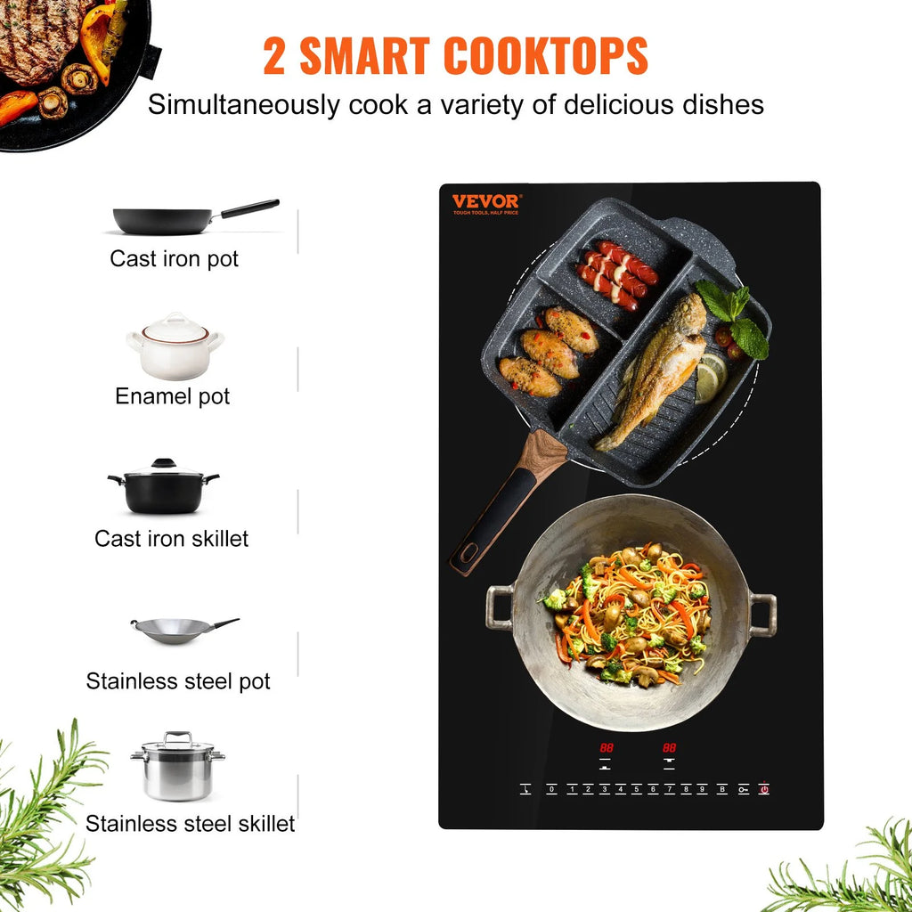 12'' 2 Burner Electric Induction Cooktop D265474