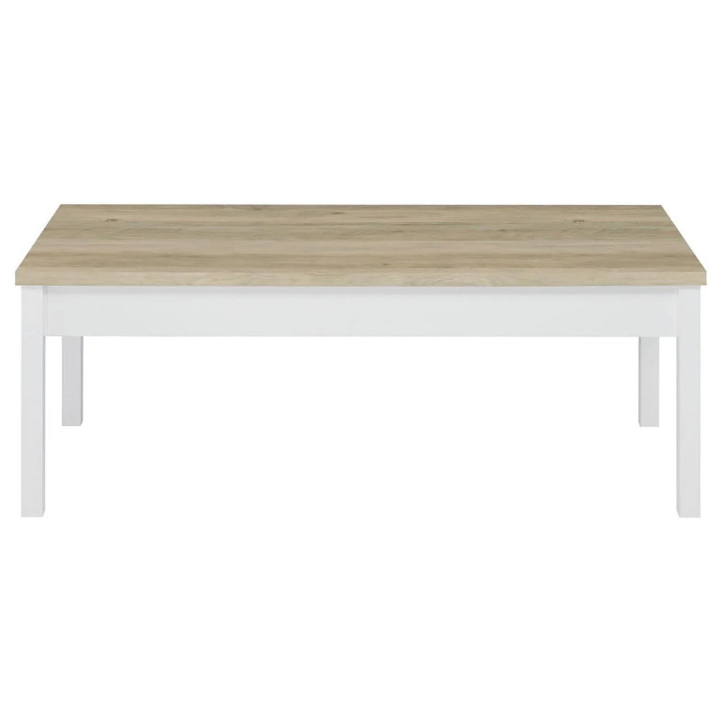 3-piece Pine and White Wood Coffee Table Set U9700