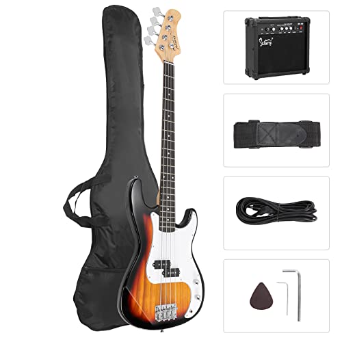 Full Size 4 String Electric Bass Guitar with 20W AMP and Accessories J569