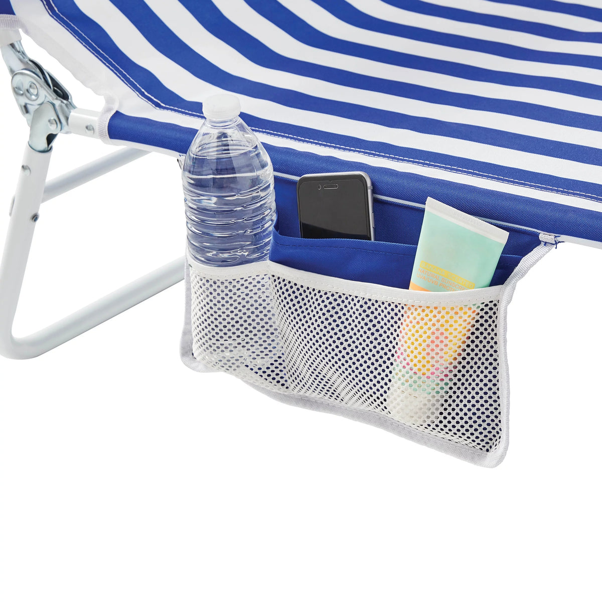 Blue & White Stripe Folding Beach Lounger 2-Pack I42607