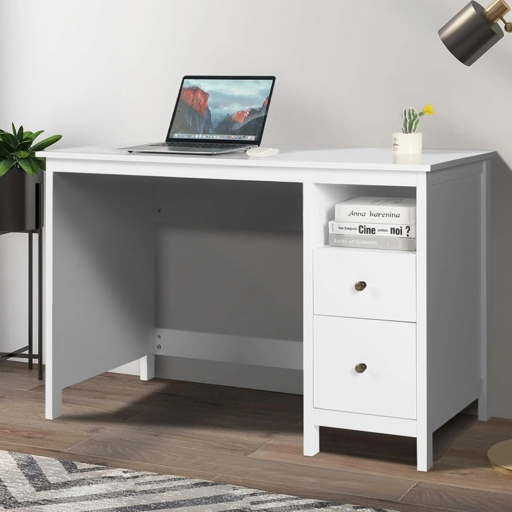 White Writing Desk with Drawers N99070